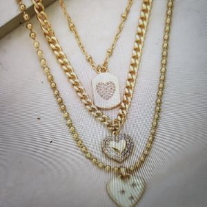Set of 3 hearts charm necklaces